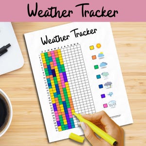Weather Tracker - 4 Diffret Size - PRINTABLE Tracker - Yearly Weather Tracker - Daily Tracker- Yearly Tracker