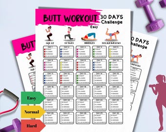 30-Day Butt Lift Workout Challenge: Home Fitness (Printable PDF)