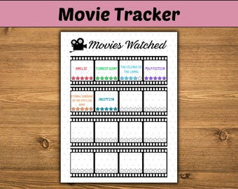 Diario di monitoraggio dei film stampabile: registro dei film con valutazione (download digitale)