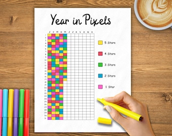 Year in Pixels Printable: Daily Mood Tracker (Digital Download)