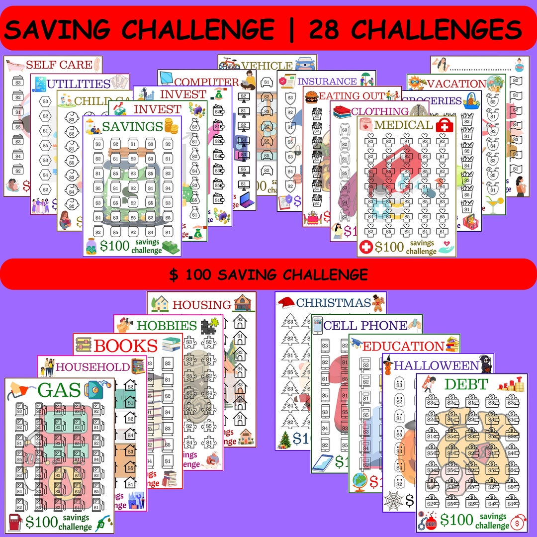 Printable Savings Challenge A6 Sized Mini Savings Challenge Trackers ...
