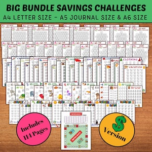 Ultra Savings Challenge Bundle,  Savings Challenge Printable, A6 Mini Trackers, Cash Stuffing, Sinking Funds Challenge, Set Of 124