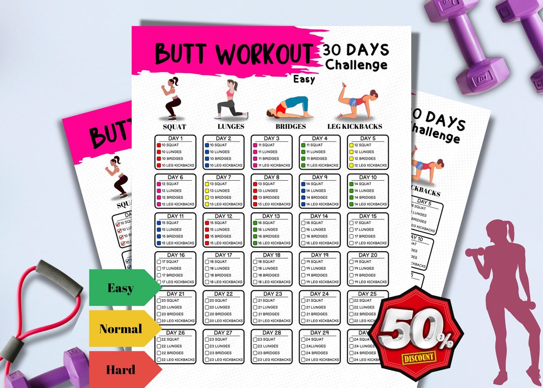 30 Day Butt Lift Challenge 3 Different Levels of Hip Raise Digital ...