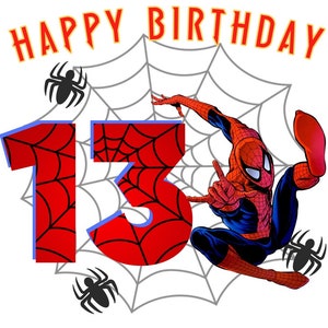 Spiderman Happy Birthday 13 / PNG