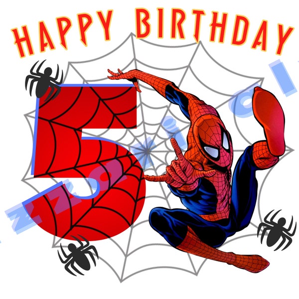 Spiderman Happy Birthday 5 / PNG