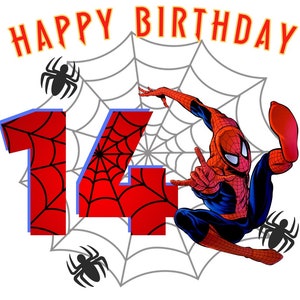 Spiderman Happy Birthday 14 / PNG