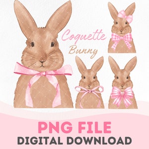 Kokette Osterhase Png Clipart Set Rosa Bogen Ostern Sublimation Digitales Design Trendy Osterhase Pink Bunny Aquarell Frohe Ostern png