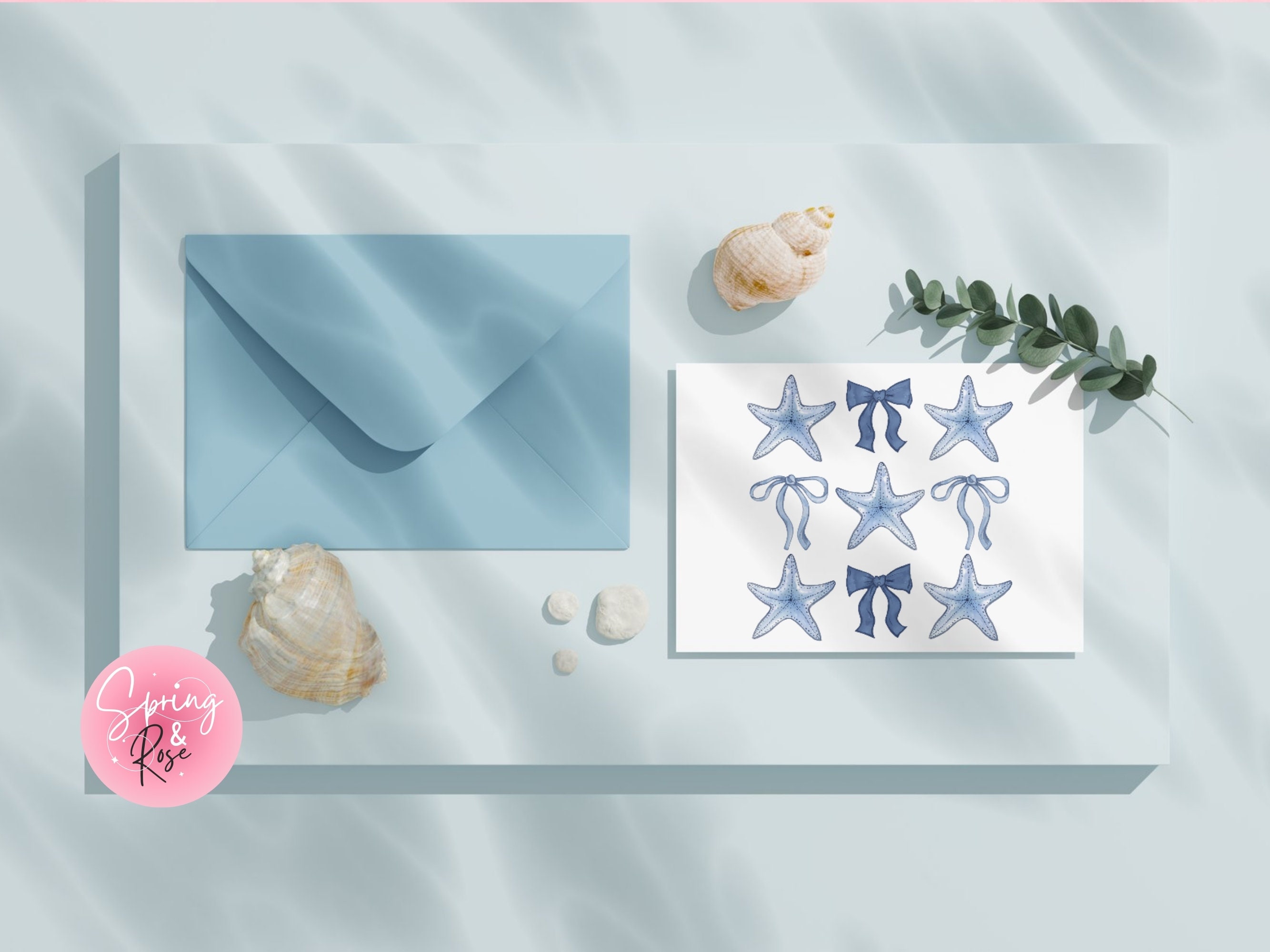 Blue Coquette Png Coquette Starfish With Blue Ribbon Bow Watercolor ...