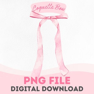 Coquette Bow Png Pink Coquette Ribbon Bow Clipart Watercolor Png Bow Digital Download for Pink Bow Ribbon Png