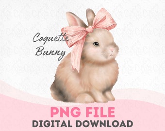Coquette Bunny Png Happy Easter Png Easter Bunny Coquette Pink Bow Png Clipart Easter Shirt Easter Sublimation Design Coquette Clipart Png