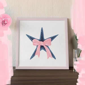 Coquette Png Starfish With Pink Ribbon Bow Watercolor Digital Download ...