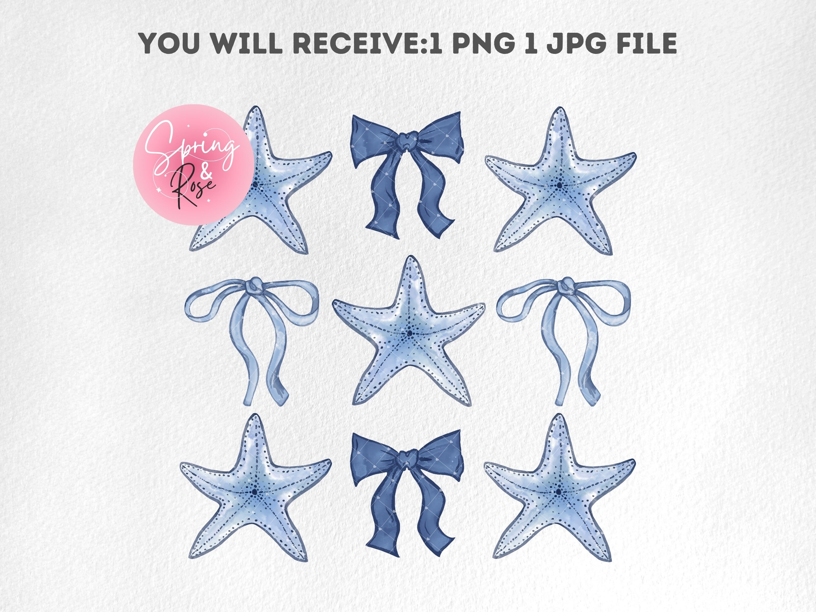 Blue Coquette Png Coquette Starfish With Blue Ribbon Bow Watercolor ...