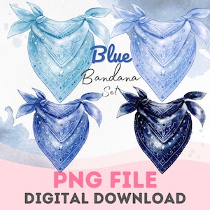 Cowgirl Bandana Png Blau Aquarell Cowgirl Bandana Clipart Png Indigo Blau Bandana Digitaler Download Cowgirl Tshirt Design Png Marine Blau