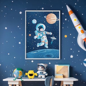 GALAXY Moon Dance Wall Art | Outer Space Stars Planets Universe | Space Theme Children's Room Decor | Poster Printable Download