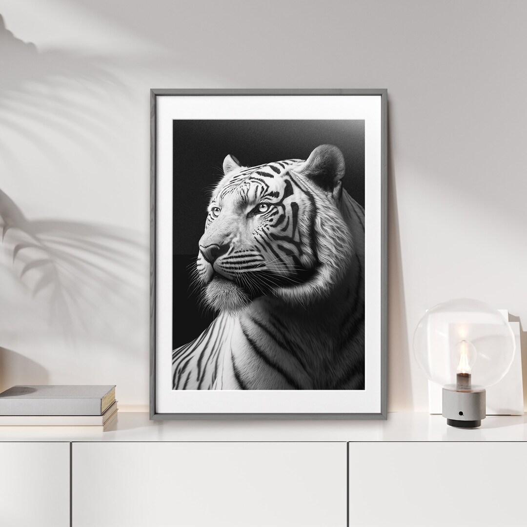 FAUNA White Tiger Wall Art Wildlife Animal Contemporary Etsy