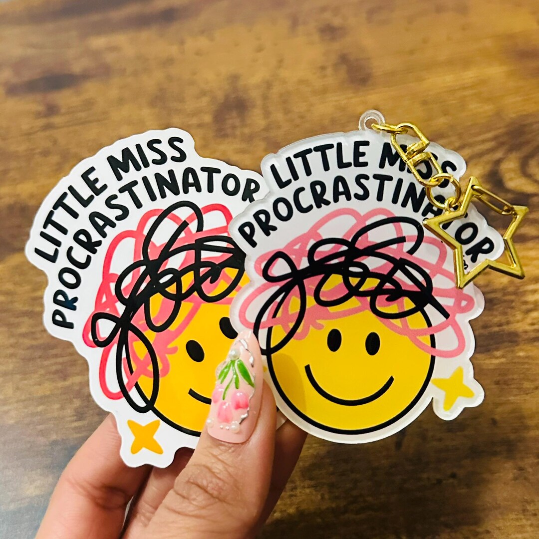 Little Miss Procrastinator Acrylic Keychain Waterproof Sticker: Funny ...