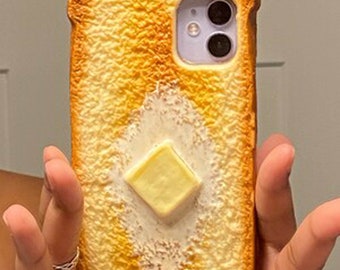 Custodia per cellulare con toast simulato personalizzato fatto a mano, copertura protettiva con guscio di pane artificiale adatta per Apple iPhone Xs 11 12 13 14 15pro max