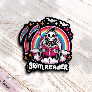 Grim Reader - Bookish Sticker - Kindle Sticker - Kobo Sticker