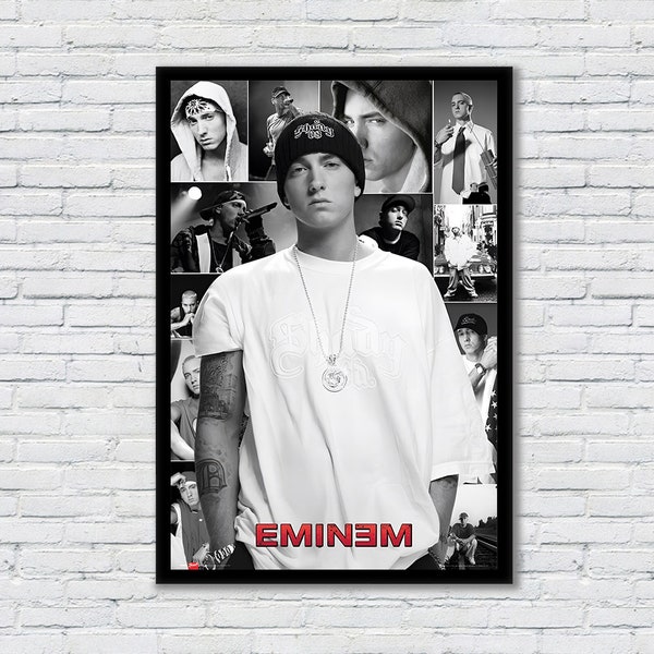 Eminem Collage Music Art Poster, Canvas Poster, Canvas Wall Art, Vintage Art Print, Home Decor, Room Decor