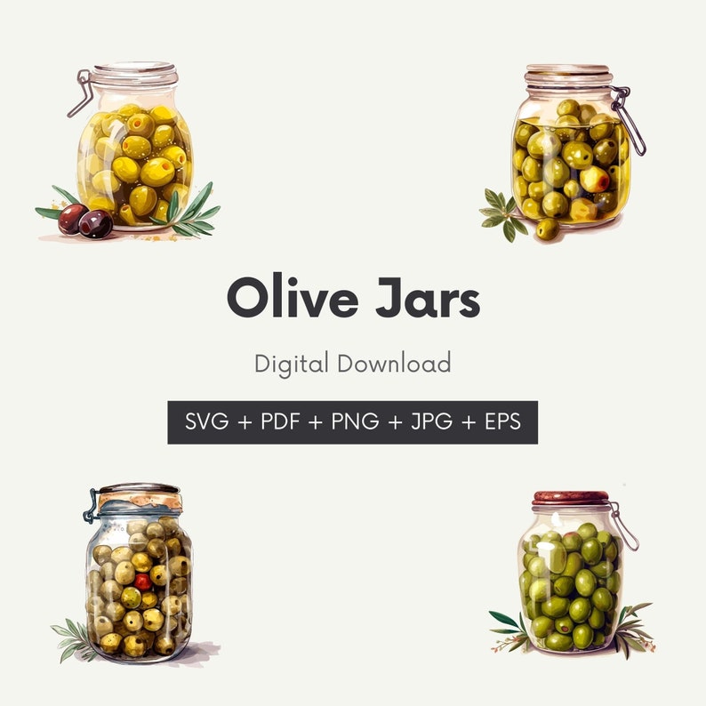 Olive Jars SVG Download Png Jpg Svg Pdf Eps Digital Etsy