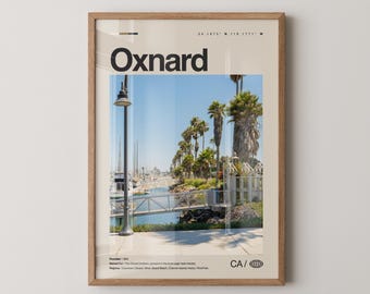 Impresión de Oxnard, California, arte mural de Oxnard, póster de Oxnard, fotografía de Oxnard, puerto de las Islas del Canal, playa Silver Strand, playa estatal de Mandalay