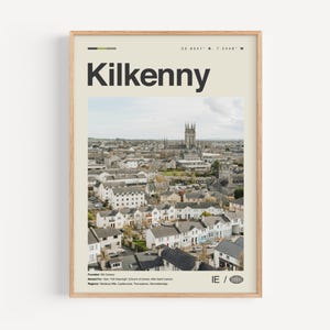 Kilkenny Print schwarz weiß, Kilkenny Wandkunst, Kilkenny Poster, Kilkenny Foto, Kilkenny Wanddekoration, Kilkenny Karte, Irland
