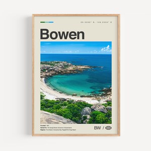 Bowen Print Schwarzweiß, Bowen Wandkunst, Bowen Poster, Bowen Foto, Bowen Wanddekoration, Bowen Karte, Australien
