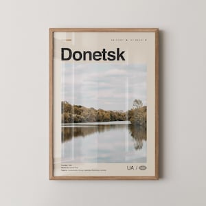 Impresión de Donetsk, arte mural de Donetsk, póster de Donetsk, foto de Donetsk, decoración de pared de Donetsk, mapa de Donetsk, Ucrania