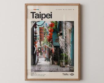 Impresión de Taipei, Taiwán, Arte mural de Taipei, Póster de Taipei, Foto de Taipei, Taipei 101, Salón Conmemorativo de Chiang Kai-shek, Mercado Nocturno de Shilin, Elefante