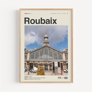 Roubaix Print Schwarzweiß, Roubaix Wandkunst, Roubaix Poster, Roubaix Foto, Roubaix Wanddekor, Roubaix Karte, Frankreich
