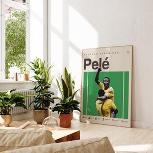 Pele Inspired Poster, Football Art Print, Brazil Poster, Mid-Century Modern, Uni Dorm Room