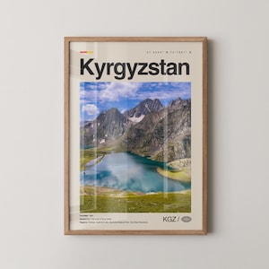 Kirgizië afdrukken Kirgizië, kunst aan de muur, poster Kirgizië, foto Kirgizië, Bisjkek, Issyk-Kul-meer, Song Kol, nationaal park Ala-Archa
