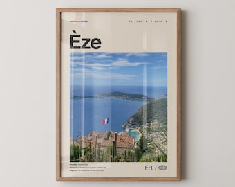 Eze Print, Èze Wall Art, Èze Poster, Èze Photo, Èze Wall Décor, Èze Map, France