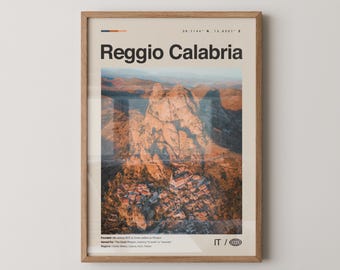 Impressão de Reggio Calabria, arte de Reggio Calabria, pôster de Reggio Calabria, foto de Reggio Calabria, decoração de parede, mapa de Reggio Calabria