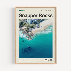 Snapper Rocks Print schwarz weiß, Snapper Rocks Kunst, Snapper Rocks Poster, Snapper Rocks Foto, Snapper Rocks Dekoration, Snapper Rocks Landkarte