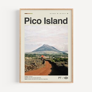 Pico Island Poster Schwarz weiß, Pico Island Wandkunst, Pico Island Poster, Pico Island Foto, Pico Island Dekor, Island Karte, Portugal