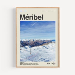 Impresión Meribel en blanco y negro, Arte de la pared de Méribel, Cartel de Méribel, Foto de Méribel, Decoración de la pared de Méribel, Mapa de Méribel, Francia