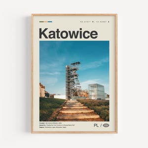 Katowice Print Schwarzweiß, Kattowitz Wandkunst, Katowice Poster, Kattowitz Foto, Katowice Wanddekor, Kattowitz Karte, Polen