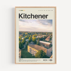 Kitchener Print Schwarzweiß, Kitchener, Wandkunst, Kitchener Poster, Kitchener Foto, Kitchener Wanddekoration, Kitchener Karte, Ontario, Kanada