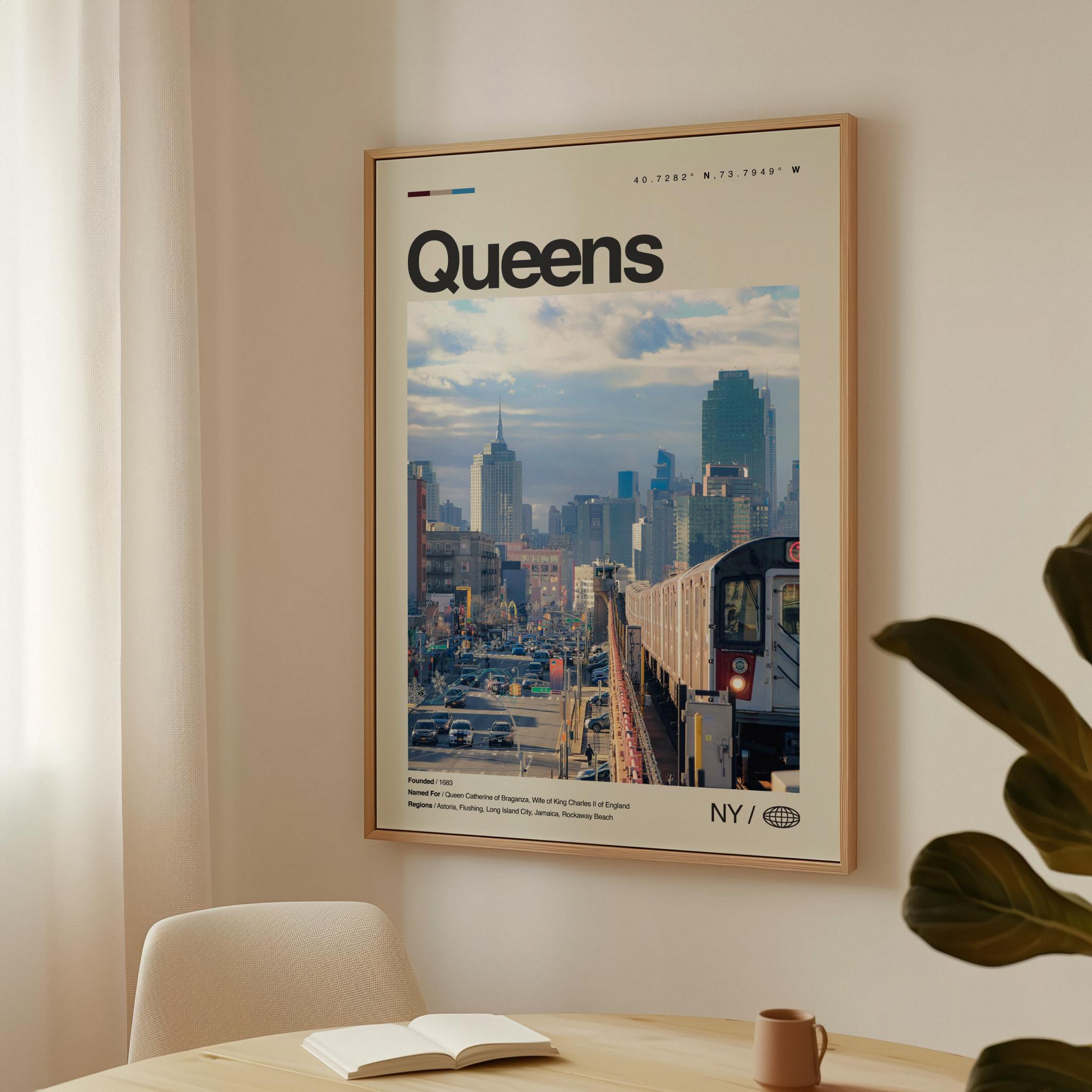 Queens Print New York, Queens Wall Art, Queens Poster, Queens