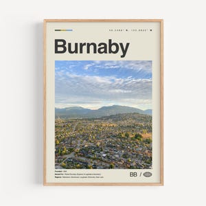 Burnaby Print schwarz und weiß, Burnaby Wandkunst, Burnaby Poster, Burnaby Foto, Burnaby Wanddekor, Burnaby Karte, British Columbia, Kanada