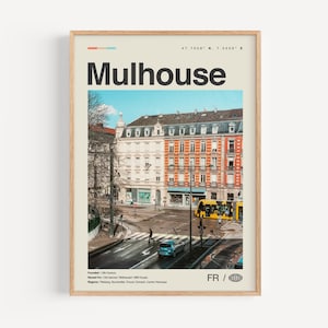 Mulhouse Print Schwarzweiß, Mulhouse Wandkunst, Mulhouse Poster, Mulhouse Wandbild, Mulhouse Landkarte, Frankreich