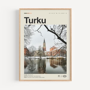 Turku Poster Schwarz und weiß, Turku Wandkunst, Turku Poster, Turku Foto, Turku Wanddekoration, Turku Karte, Finnland