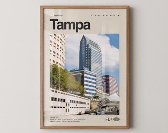 Impression Tampa en Floride, art mural Tampa, affiche de Tampa, photo de Tampa, Riverwalk, Bayshore Boulevard, Tampa Theatre, Ybor City, Sunshine