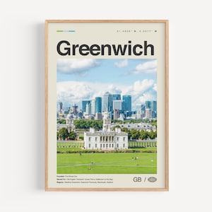 Greenwich Print Schwarz und Weiß London, Greenwich Wandkunst, Greenwich Poster, Greenwich Foto, Greenwich Wanddekor, Greenwich Karte, England