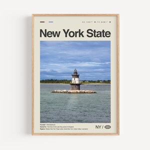 Impresión del estado de Nueva York, arte mural del estado de Nueva York, póster del estado de Nueva York, foto del estado de Nueva York, cataratas del Niágara, montañas Adirondack