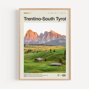 Trentino Südtirol Print Schwarzweiß, Trentino Südtirol Wandkunst, Trentino Poster, Foto, Wanddeko, Trentino Südtirol Karte