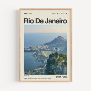 Impresión de Río de Janeiro, arte de la pared de Río de Janeiro, cartel de Río de Janeiro, foto de Río de Janeiro, Cristo Redentor, Montaña Pan de Azúcar
