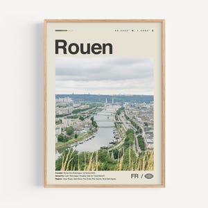 Rouen Print Schwarzweiß, Rouen Wandkunst, Rouen Poster, Rouen Foto, Rouen Wanddekoration, Rouen Karte, Frankreich