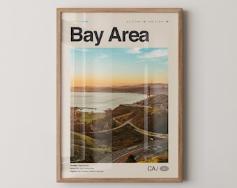 Bay Area Print California, Bay Area Wall Art, Bay Area Poster, Bay Area Photo, Golden Gate Bridge, Alcatraz Island, Muir Woods, Lombard